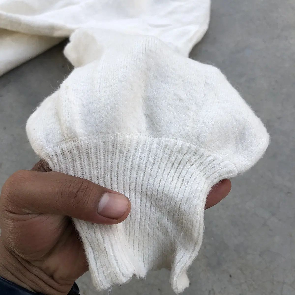 Aran Isles Knitwear × Homespun Knitwear Knitsweater White Milk Pullover/Jumper Ballon's Sleeve Size US M / EU 48-50 / 2 - 5 Thumbnail