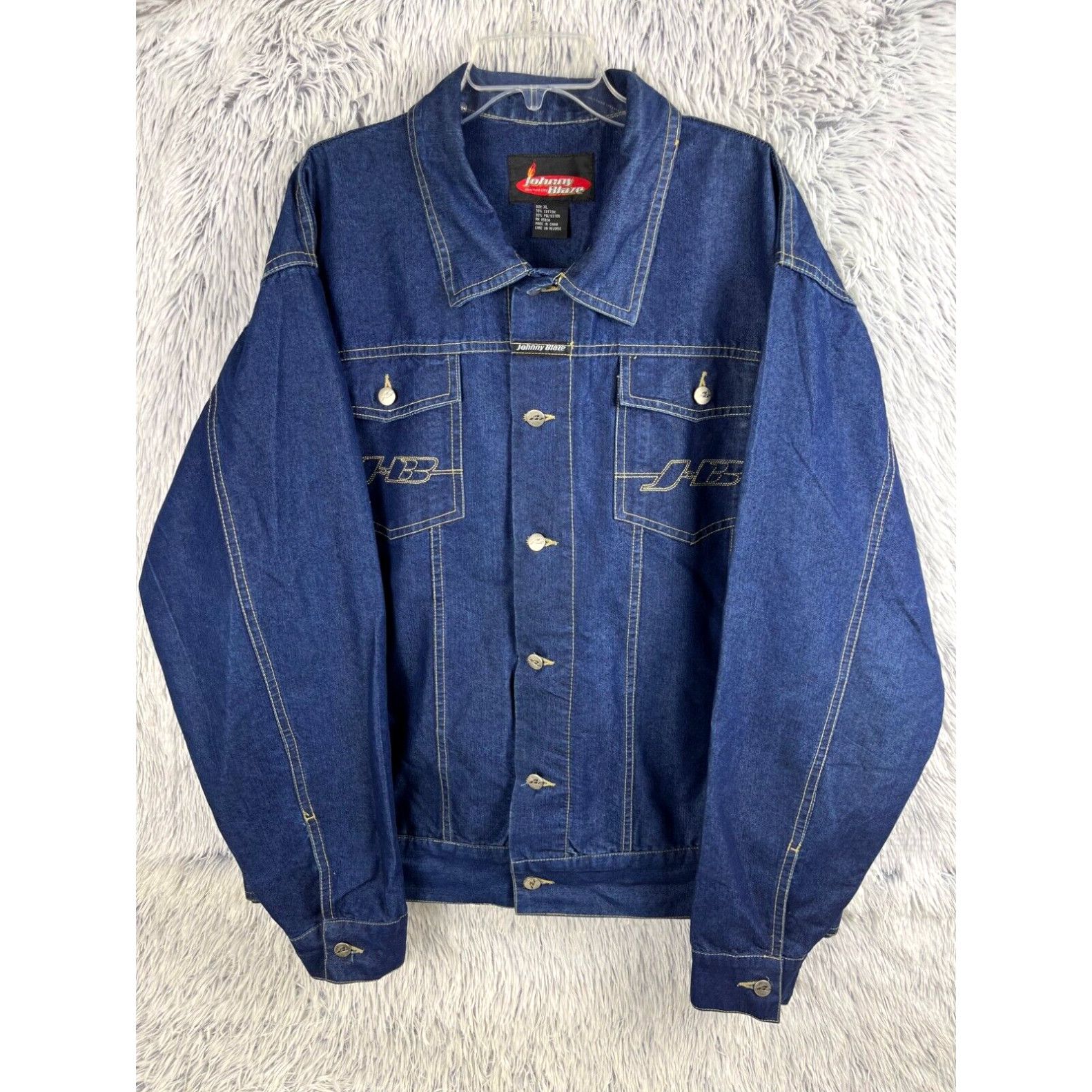Vintage Vintage Johnny Blaze Jacket Men Extra Large XL Y2K Denim Trucker Jean Jacket JB Grailed