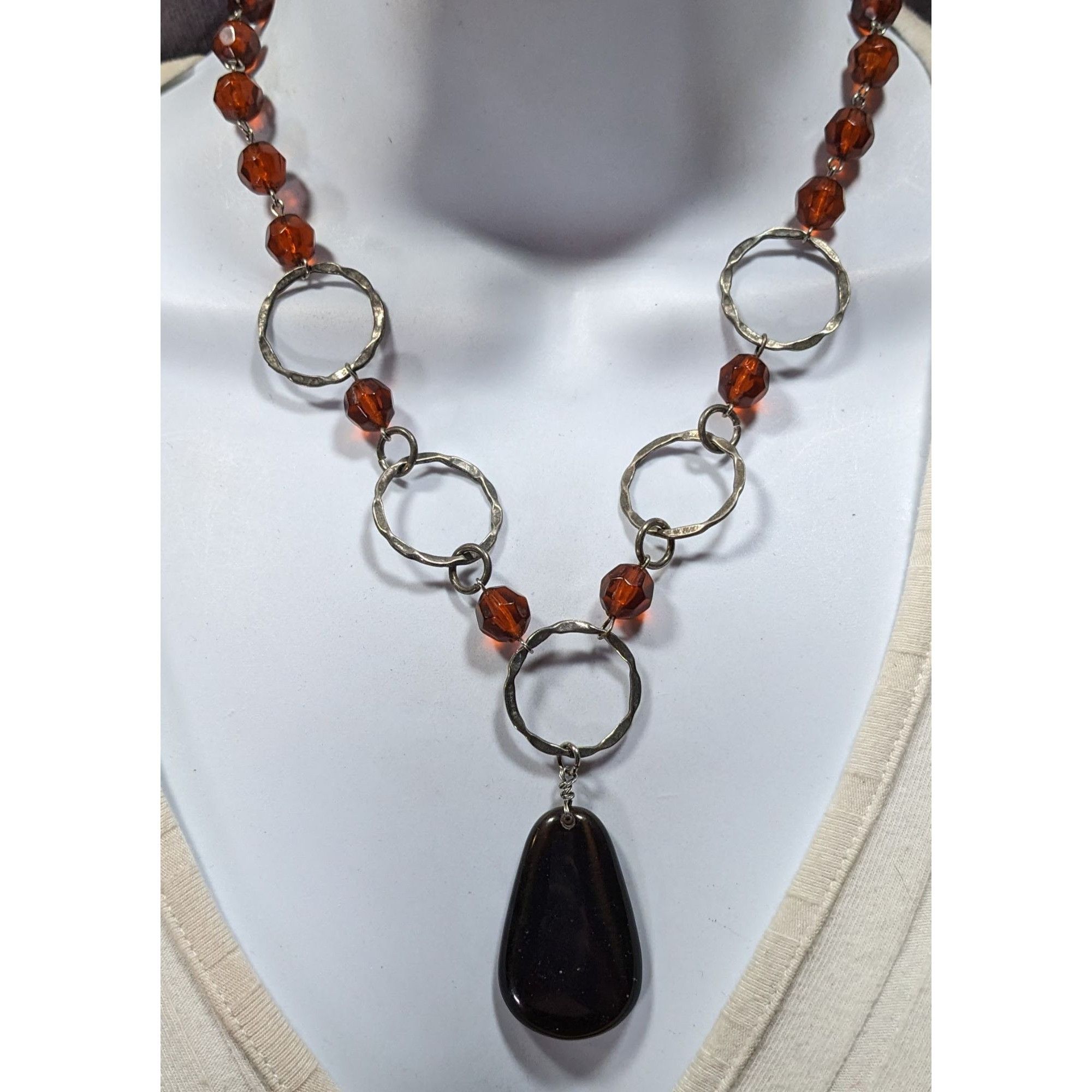 Other Retro Brown Beaded Rustic Teardrop Necklace Size ONE SIZE - 2 Thumbnail