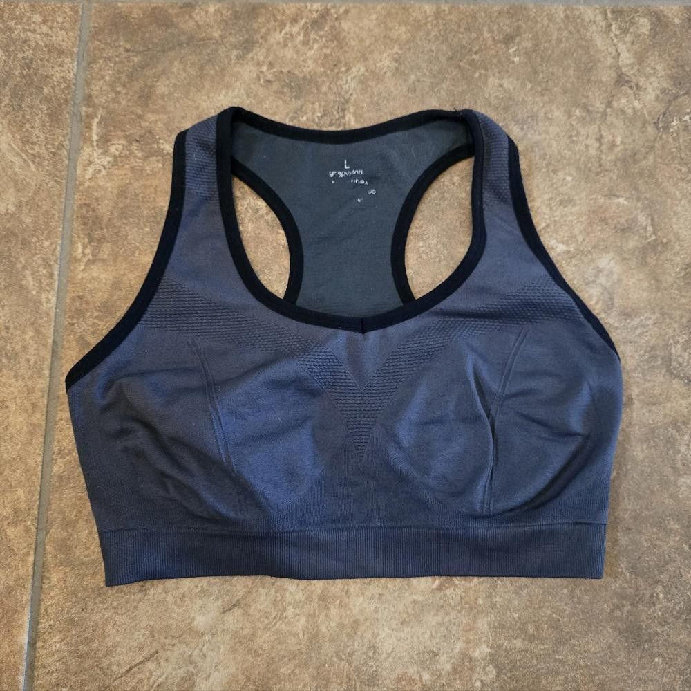 Designer Grey Black Detailed Sport Bra Size ONE SIZE - 1 Thumbnail