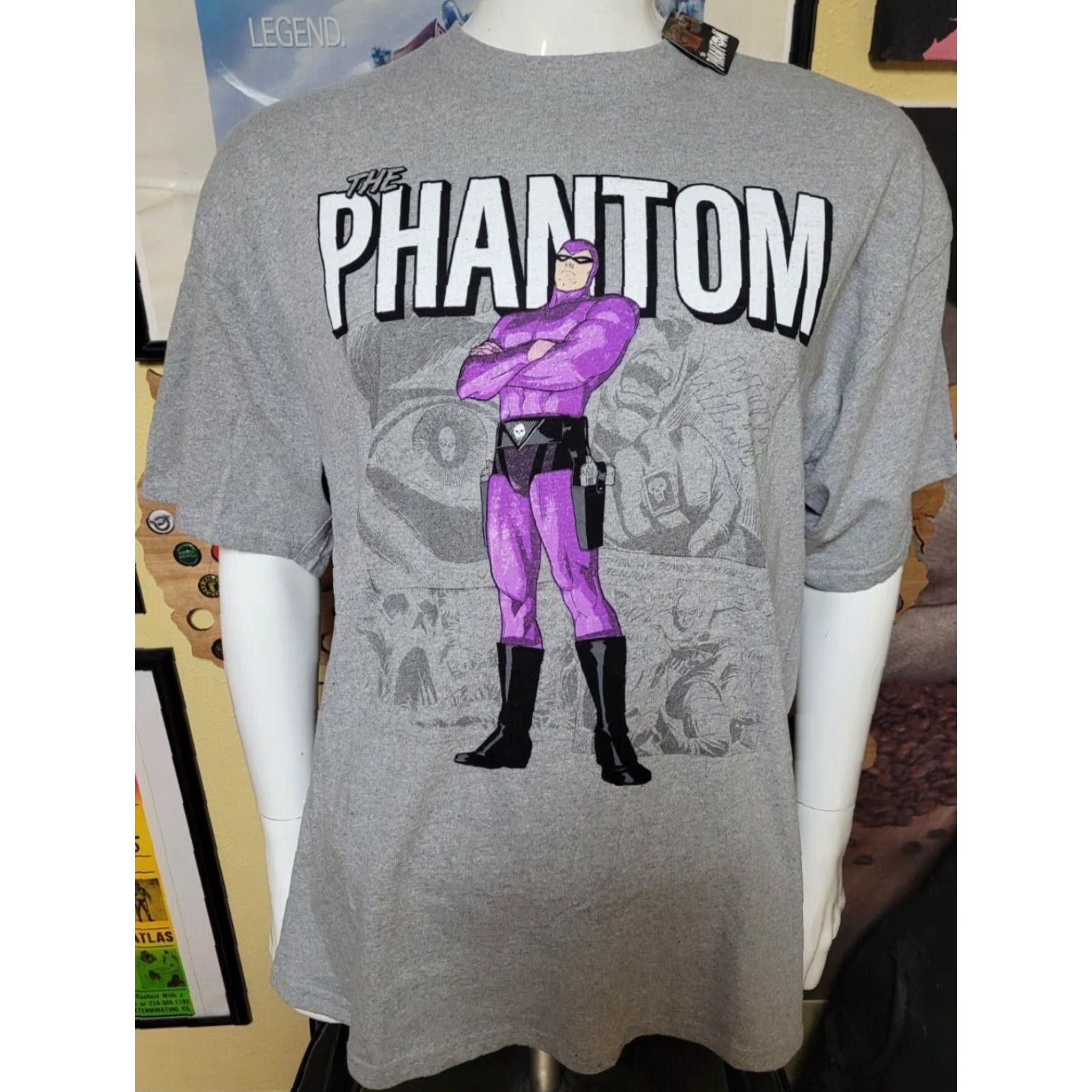 Etro VINTAGE Brisco Brands 2XL The Phantom Comic Book Superhero T Shirt Men's Gray Cotton Blend Crew Neck Short Sleeve 80s 90s Size US XXL / EU 58 / 5 - 2 Thumbnail