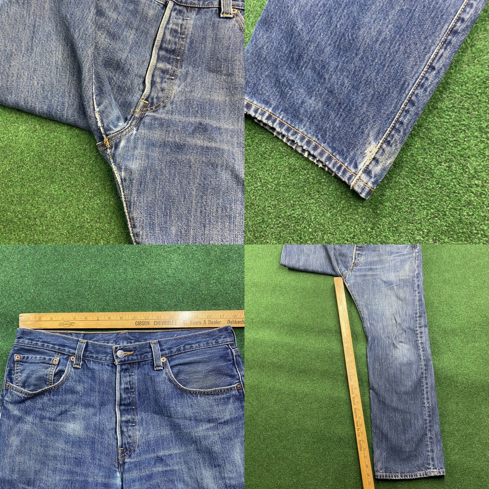 Levi's VINTAGE Levi's 501 Jeans Mens 34 Blue 90S Denim Medium Wash Button Fly Classic Straight 5-Pocket USA Cowboy Western logo blue Mens Regular 34x29 Size US 34 / EU 50 - 8 Thumbnail