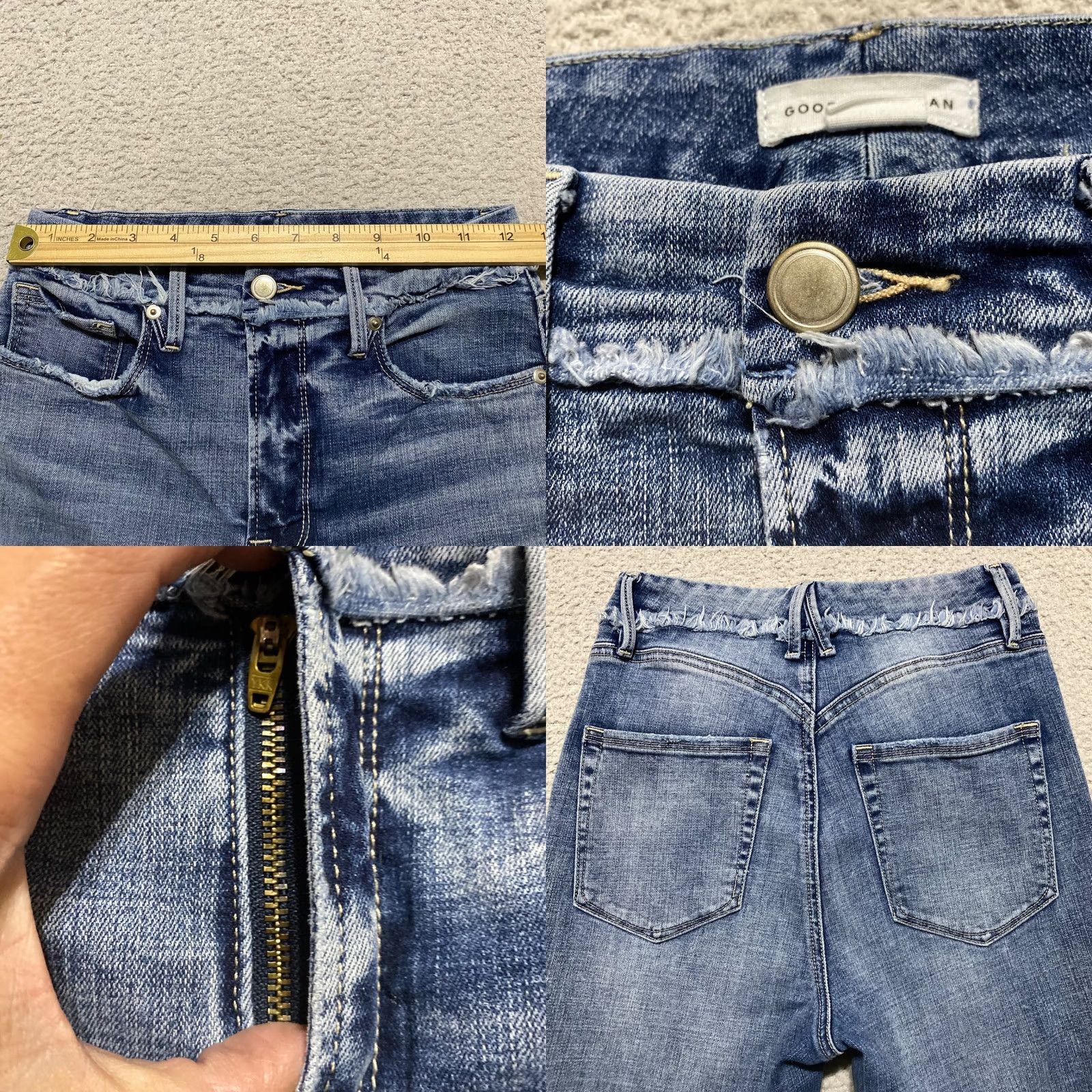 Good American Good American Jeans Womens 6 Blue Denim Medium Wash Skinny High Rise Distressed Pocket Zipper Button 5-Pocket Size 28" / US 6 / IT 42 - 8 Thumbnail