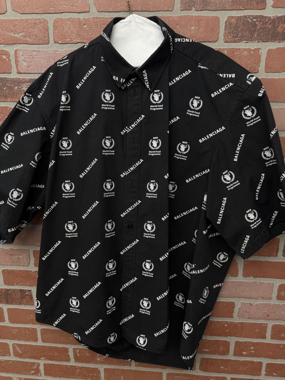 Balenciaga Balenciaga Button Up Tee Shirt Size 41 All Over Logo Size US S / EU 44-46 / 1 - 4 Thumbnail