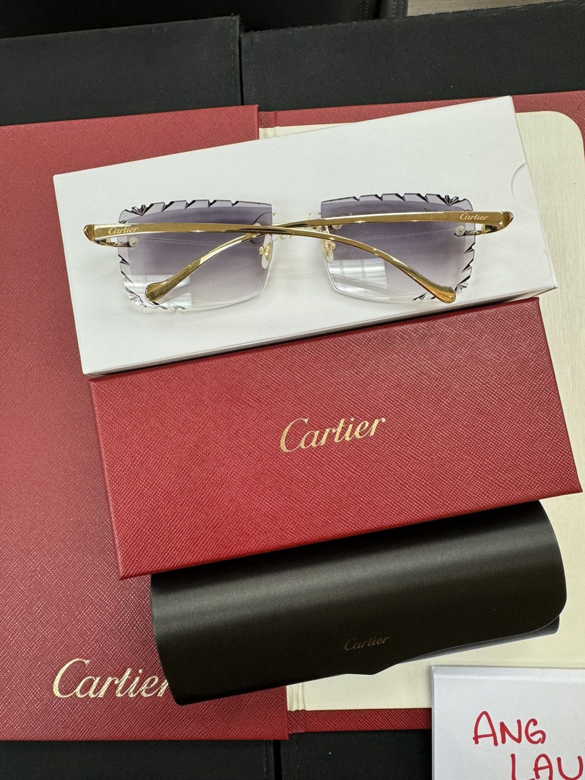 Cartier Cartier Panther Pantherè Gold Diamond Cut Sunglasses Size ONE SIZE - 2 Thumbnail