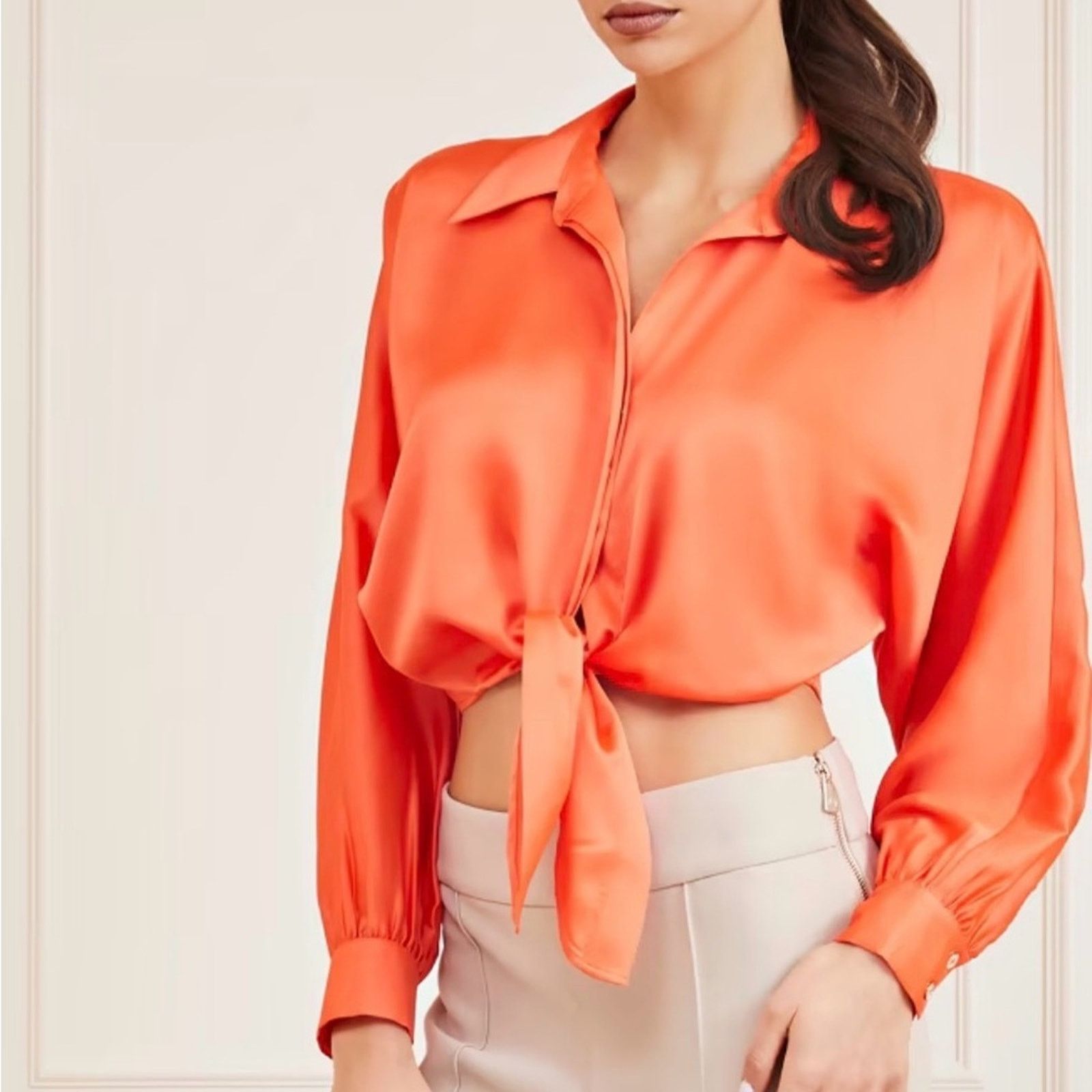 Other New Marciano Women front knot tie blouse Size S / US 4 / IT 40 - 4 Thumbnail