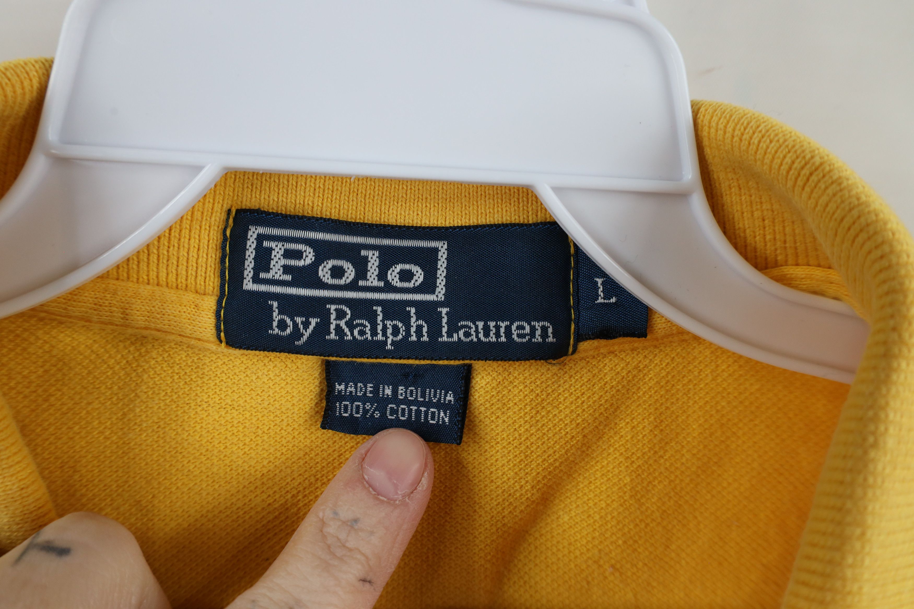 Ralph Lauren Vintage 90s Ralph Lauren Knit Collared Polo Shirt Yellow Size US L / EU 52-54 / 3 - 9 Thumbnail