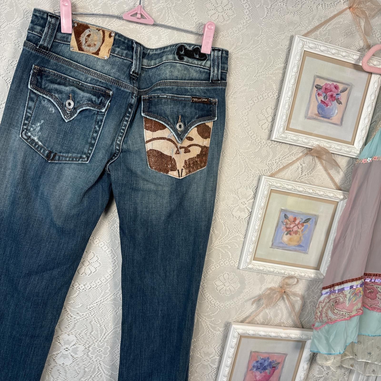 Other y2k miss me cow leather jeans Size 29" - 1 Thumbnail