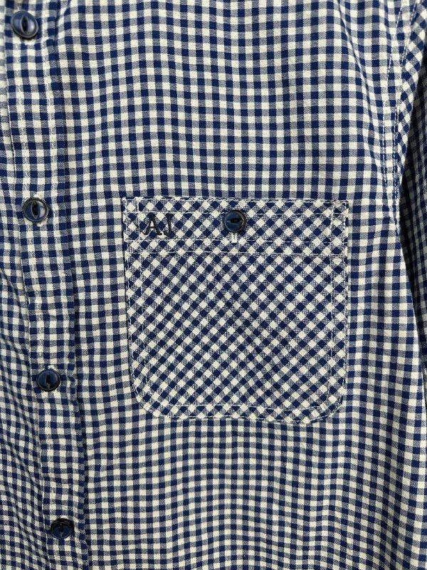 Armani Armani Jeans Micro Check Button Up Shirt Blue/White Pockets Size US M / EU 48-50 / 2 - 10 Thumbnail