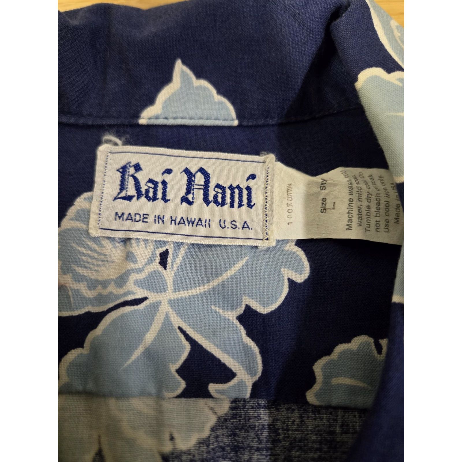 Vintage VINTAGE Kai Nani Shirt Mens Large Blue Aloha Hawaiian Short Sleeve Camp Collar Made USA Size US L / EU 52-54 / 3 - 4 Thumbnail