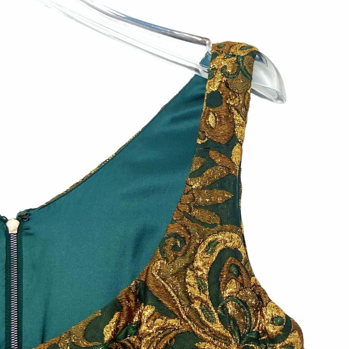 Dolce & Gabbana Dolce&Gabbana Gold Green Embossed Evening Dress K26WX Size S / US 4 / IT 40 - 3 Thumbnail