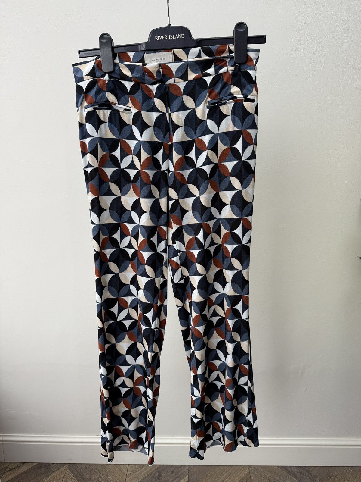 Other Vintage Via Masini 80 Firenze Women’s Flared Pants Geometric Size 27" / US 4 / IT 40 - 2 Thumbnail