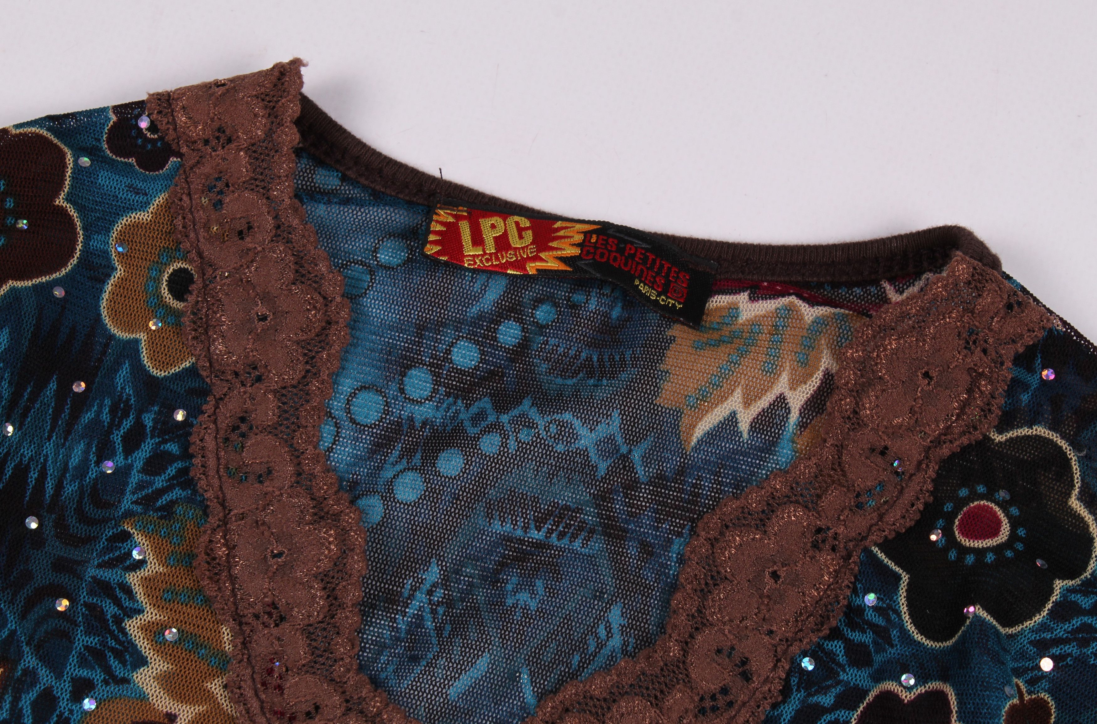 Vintage Vintage Y2K French Mesh Long Sleeve Top Blouse Size XS / US 0-2 / IT 36-38 - 7 Thumbnail