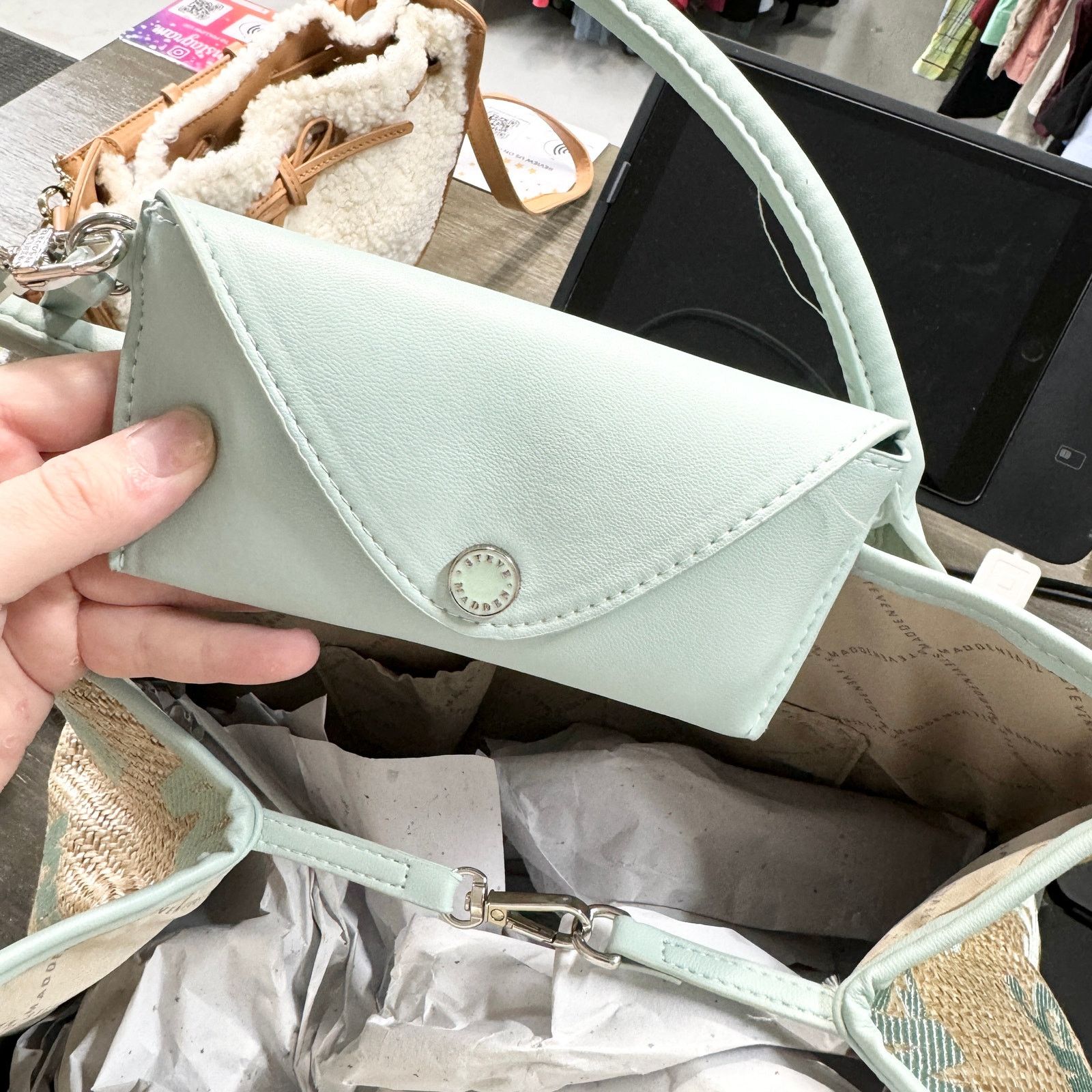 Steve Madden Steve Madden Women Teal Summer Oversized Large Tote Bag Size ONE SIZE - 5 Thumbnail