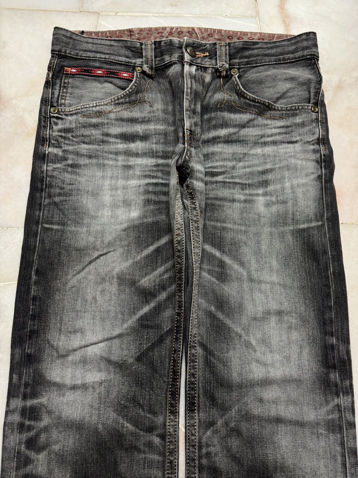 Japanese Brand 💥THRASHED💥90s STYLE EDWIN XV SICK SANDWASHED RARE FADES Size US 35 - 3 Thumbnail