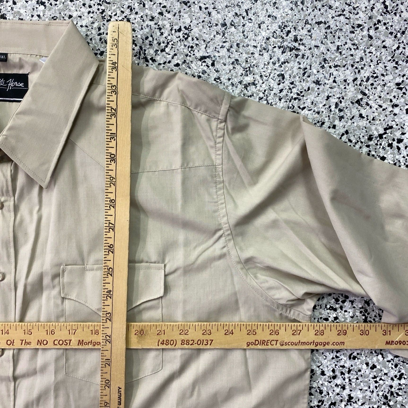 Vintage VINTAGE White Horse Shirt Mens XXL Beige Long Sleeve Pearl Snap Button-Up Collared Cord Canvas Cotton Polyester Western Cowboy NWT Size US XXL / EU 58 / 5 - 3 Thumbnail