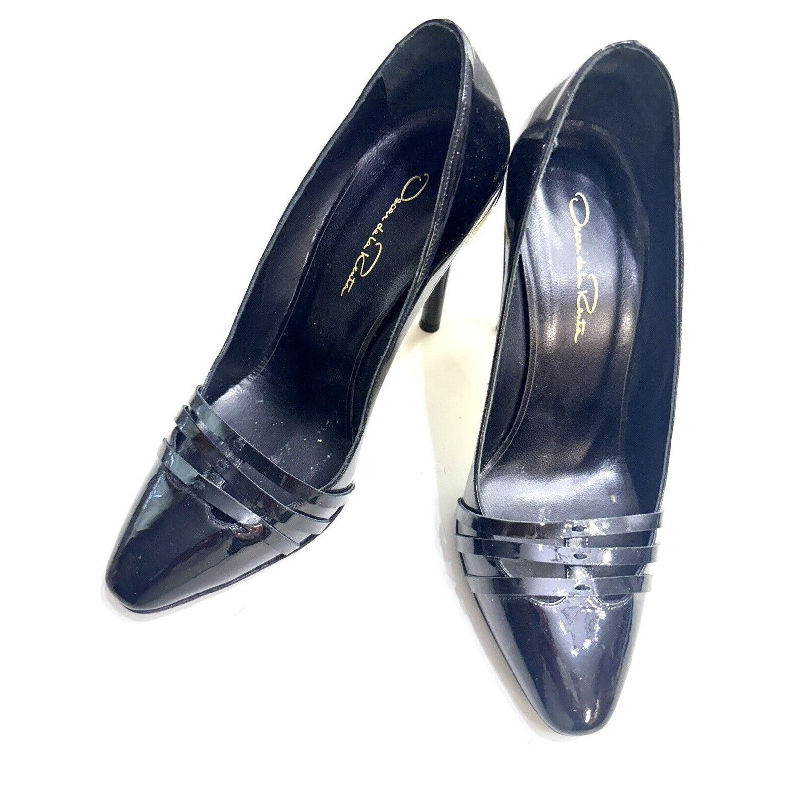 Oscar De La Renta OSCAR DE LA RENTA PATENT LEATHER PUMP SHOES BLACK 37 OR 6.50 Size US 6.5 / IT 36.5 - 2 Thumbnail