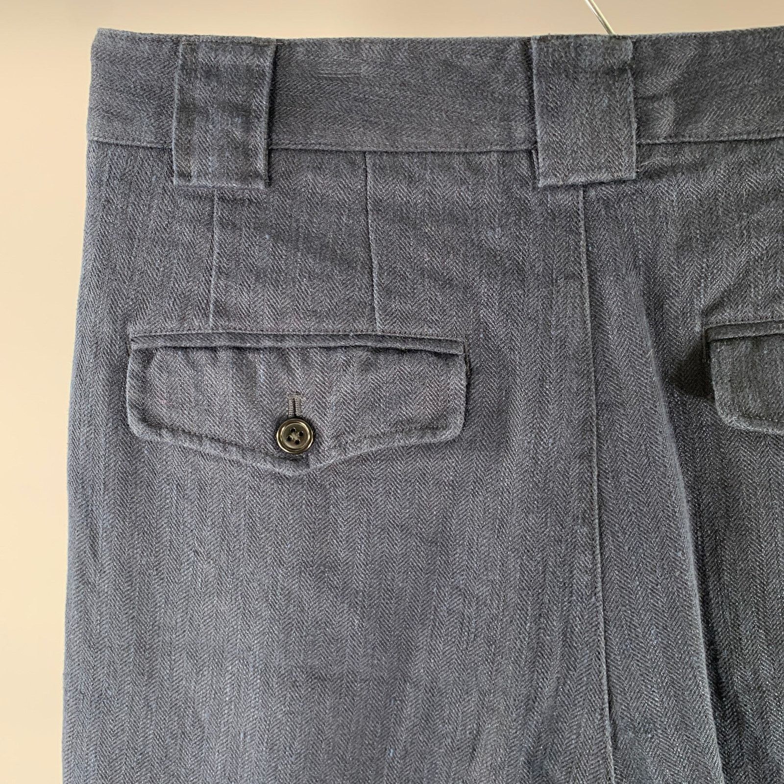 Alex Mill ALEX MILL Navy Herringbone Linen Pleated Casual Pants Size US 32 / EU 48 - 3 Thumbnail