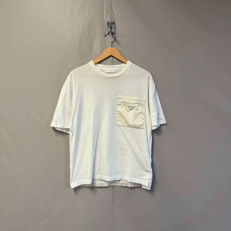 Prada Zip Pocket Triangle Logo Tee