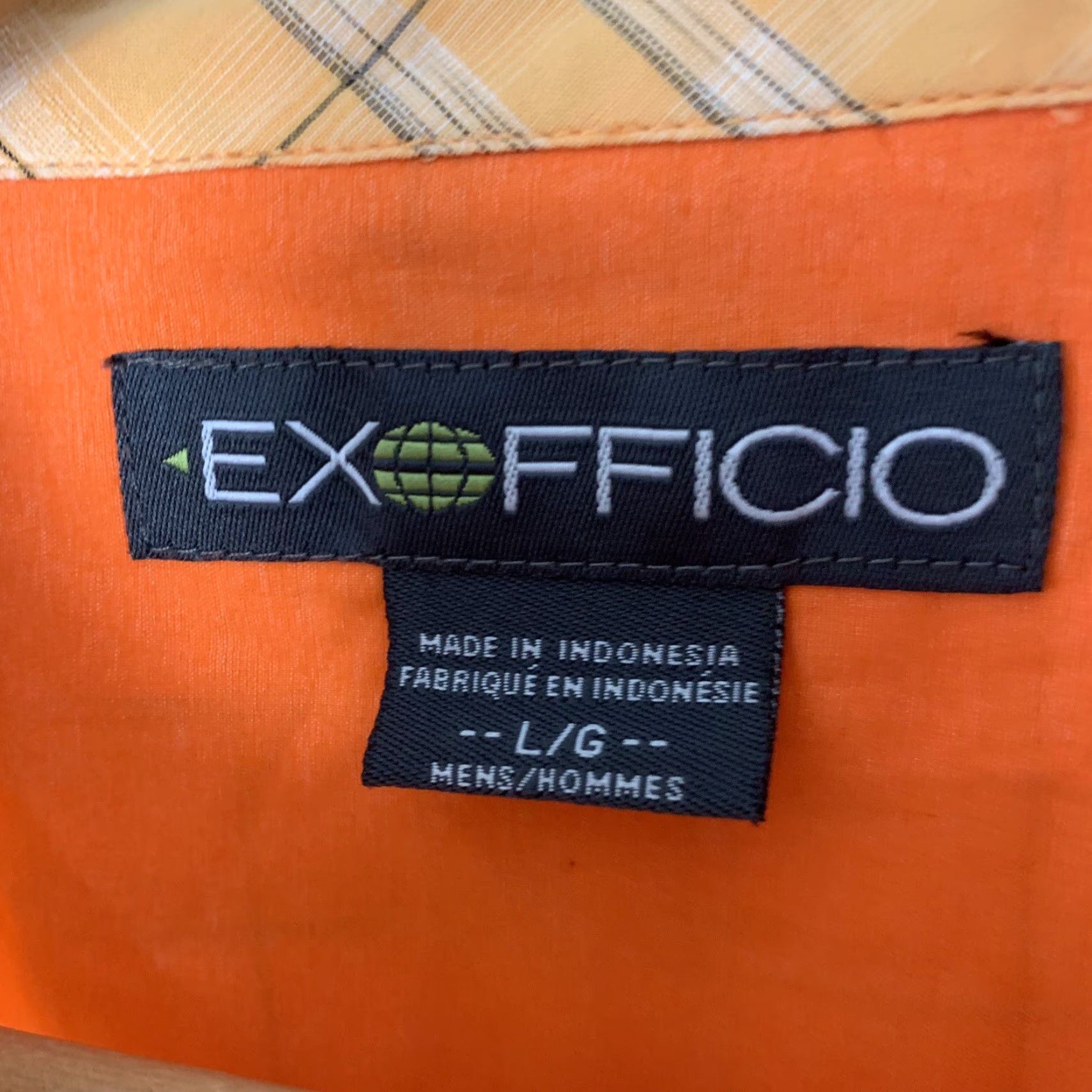 ExOfficio VINTAGE ExOfficio Shirt Mens L Orange Plaid Short Sleeve Button-Down Collared Breathing Lightweight Cotton Blend Pockets Size US L / EU 52-54 / 3 - 2 Thumbnail