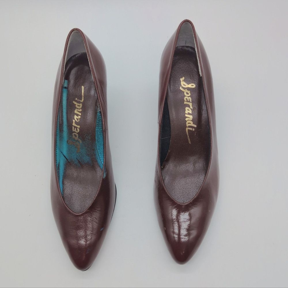 Vintage Elegant Sperandi Sz 8 Brown Leather Pumps Vintage 80s Like Size US 8 / IT 38 - 4 Thumbnail