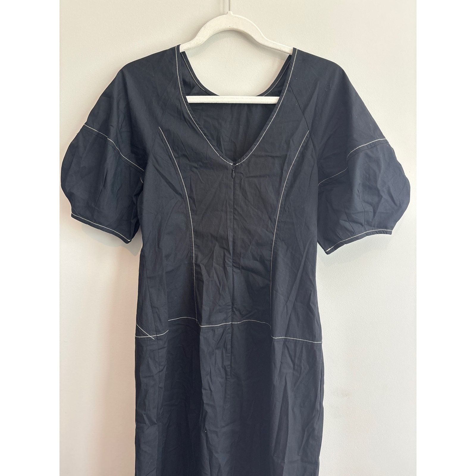 Madewell NWT Madewell Puff-Sleeve Drop-Waist Midi Dress Black Size 2 Size XS / US 0-2 / IT 36-38 - 8 Thumbnail