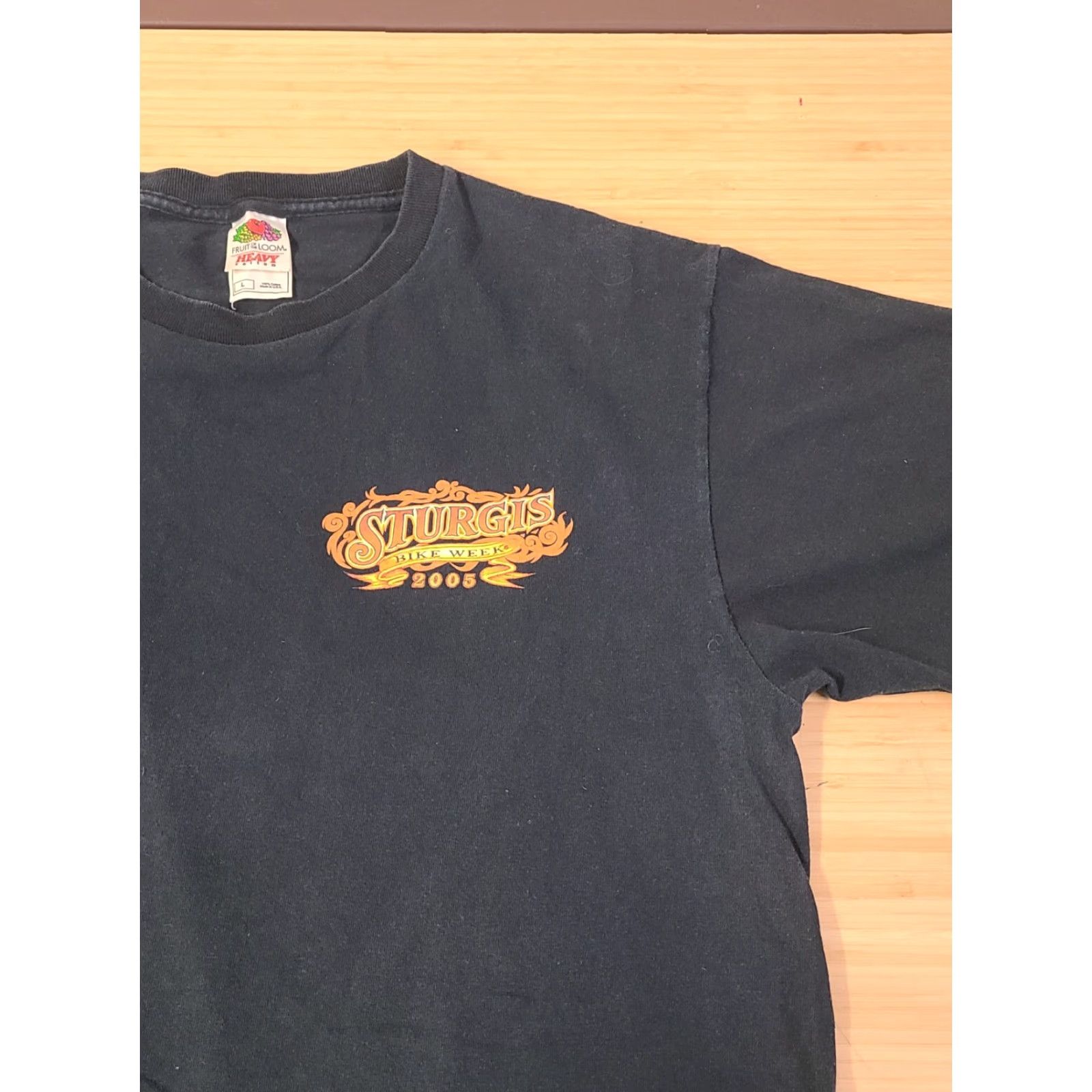 Fruit Of The Loom Sturgis Bike Week 2005 Black Mens T-Shirt L Vintage Fruit of the Loom Shirt Men 90s Biker Motorcycle Short Sleeve Crew Neck Logo Print Regular Fit Size US L / EU 52-54 / 3 - 2 Thumbnail