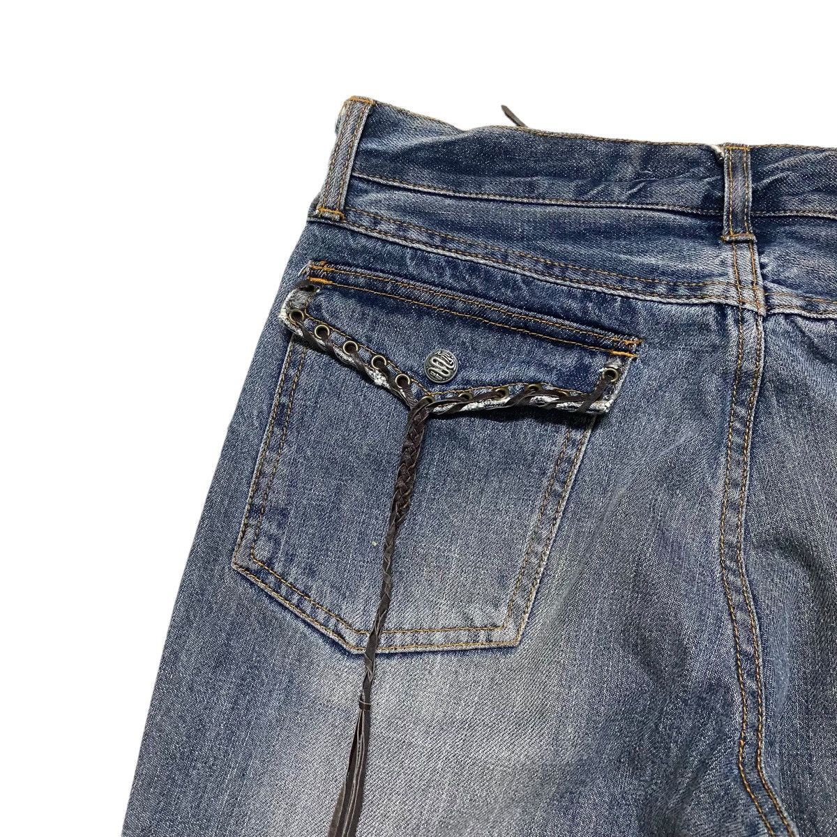 Japanese Brand SCHLUSSEL Low Rise Leather Lace Denim Flare Jeans Size US 30 / EU 46 - 11 Thumbnail