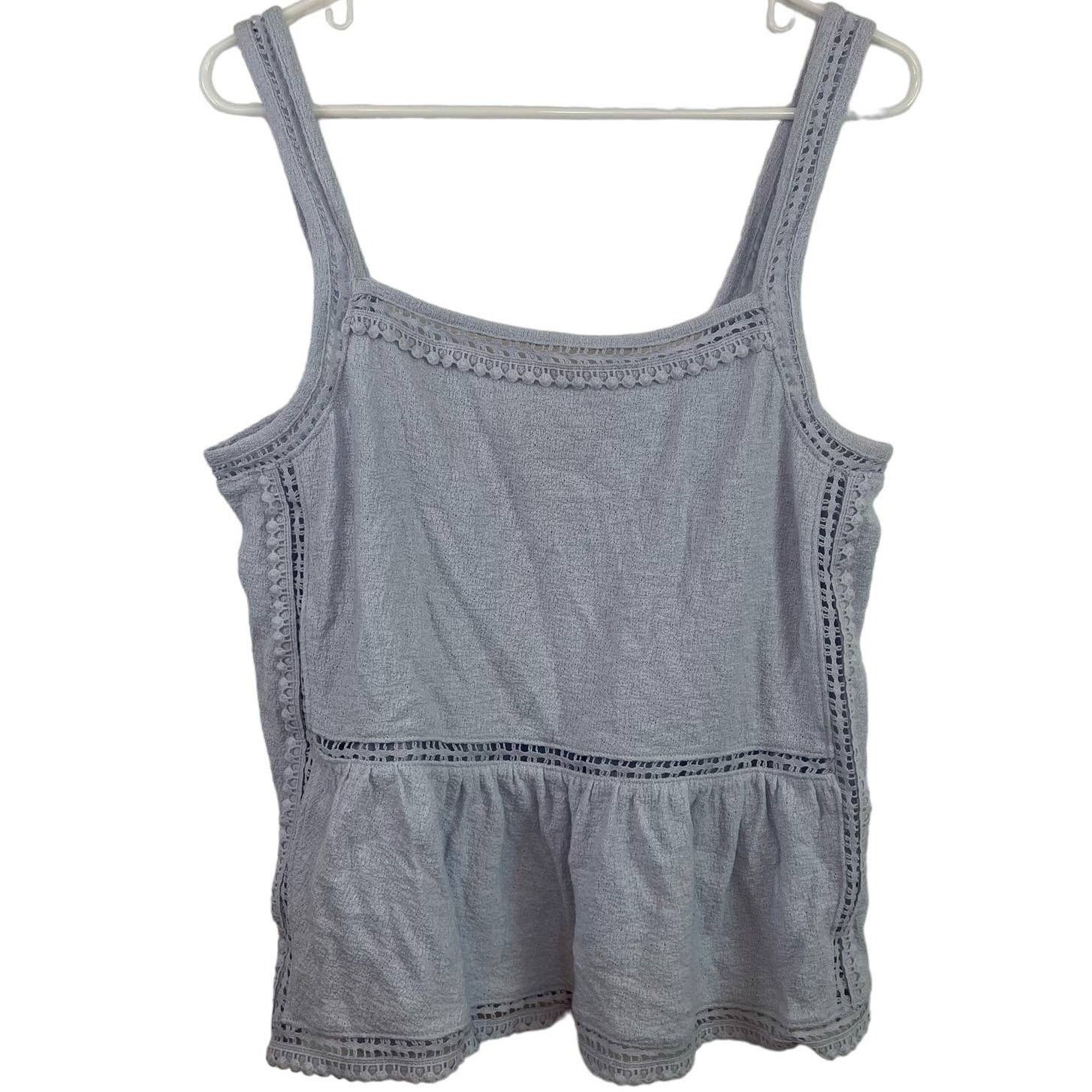 J.Crew Point Sur Blue Grey Tank M Womens Eyelet Gauzy Sleeveless Size M / US 6-8 / IT 42-44 - 1 Thumbnail