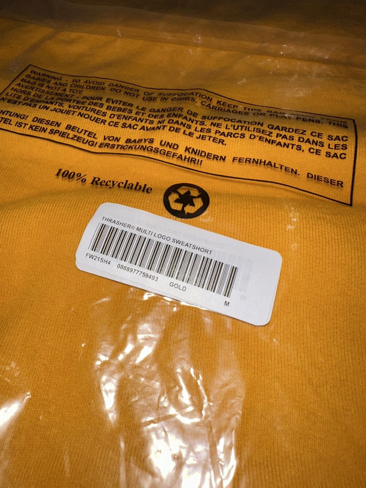 Supreme × Thrasher Supreme Thrasher Multi Logo Sweatshort Gold Size US 32 / EU 48 - 4 Thumbnail