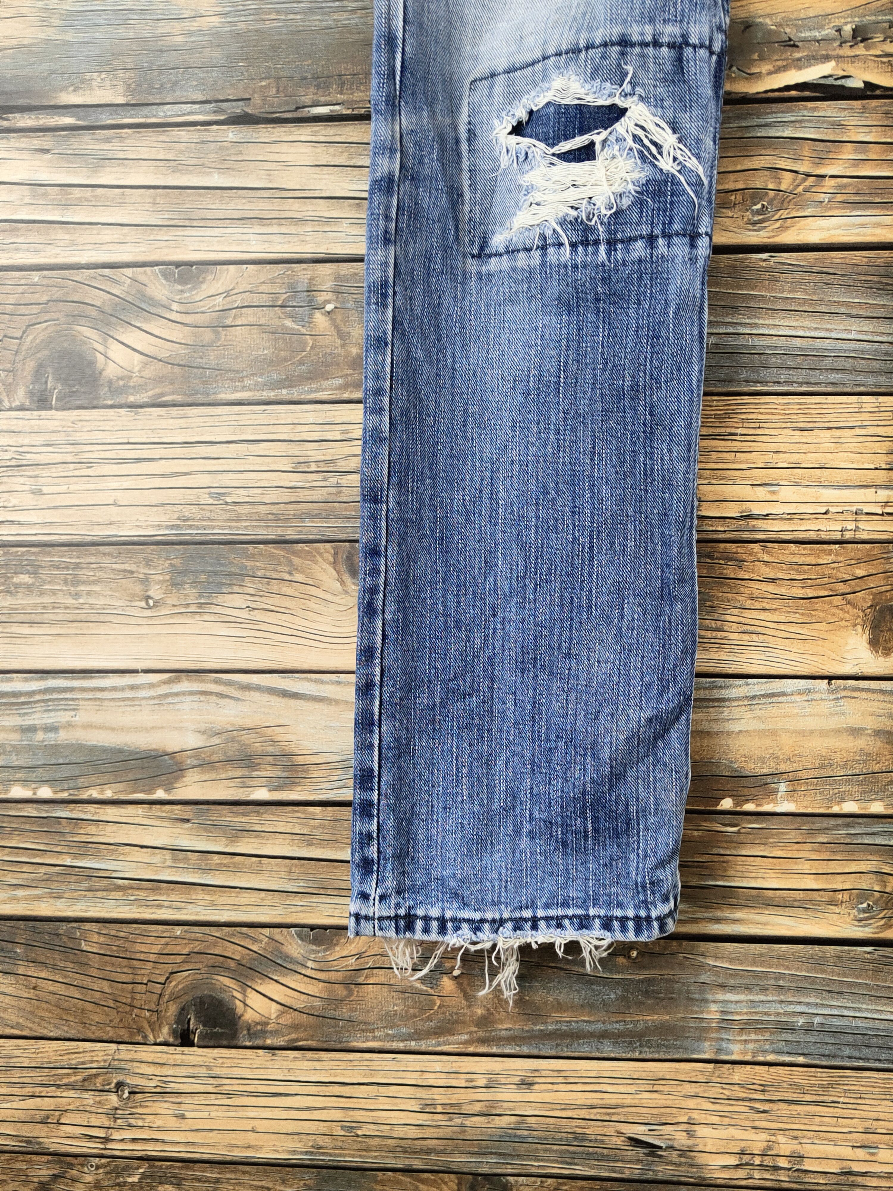 TMT d TMT Blue Distressed Ripped denim Jeans #S2911 Size 33" - 4 Thumbnail
