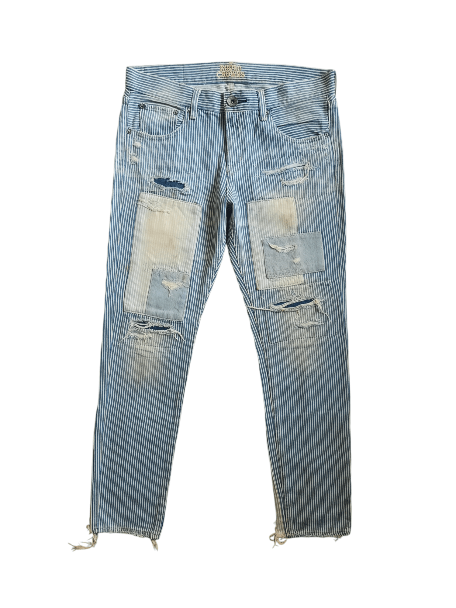 If Six Was Nine 🔱 Radeo crowns hickory stripes patch distressed pants Size US 30 / EU 46 - 1 Thumbnail