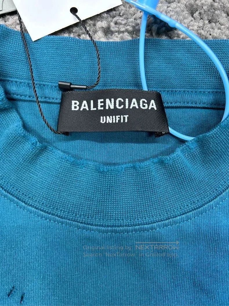 Balenciaga Balenciaga Distressed Blue Long Sleeve. Size US L / EU 52-54 / 3 - 3 Thumbnail