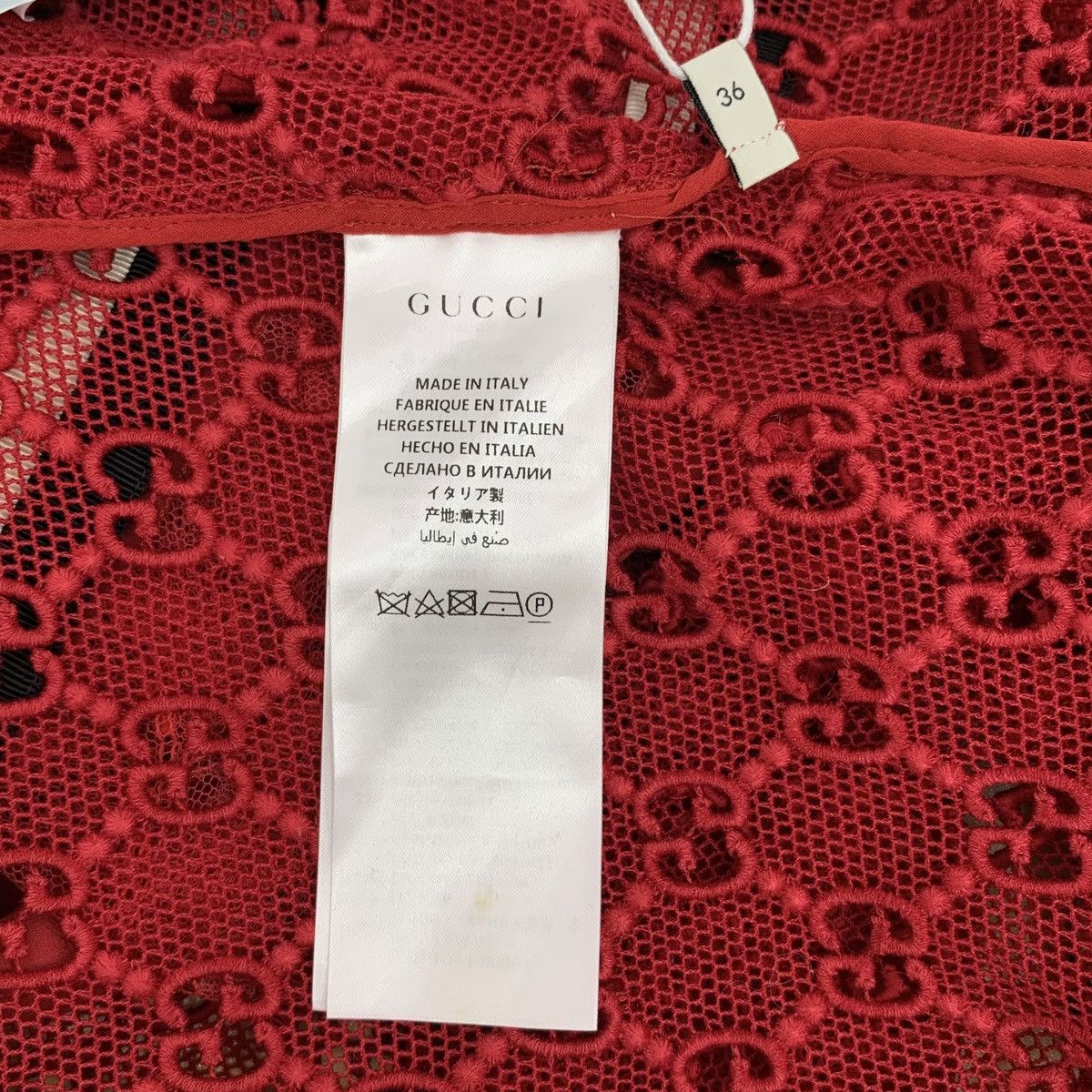 Gucci Gucci Red All-over Logo V-neck Long Sleeve Dress K26WX Size XS / US 0-2 / IT 36-38 - 7 Thumbnail