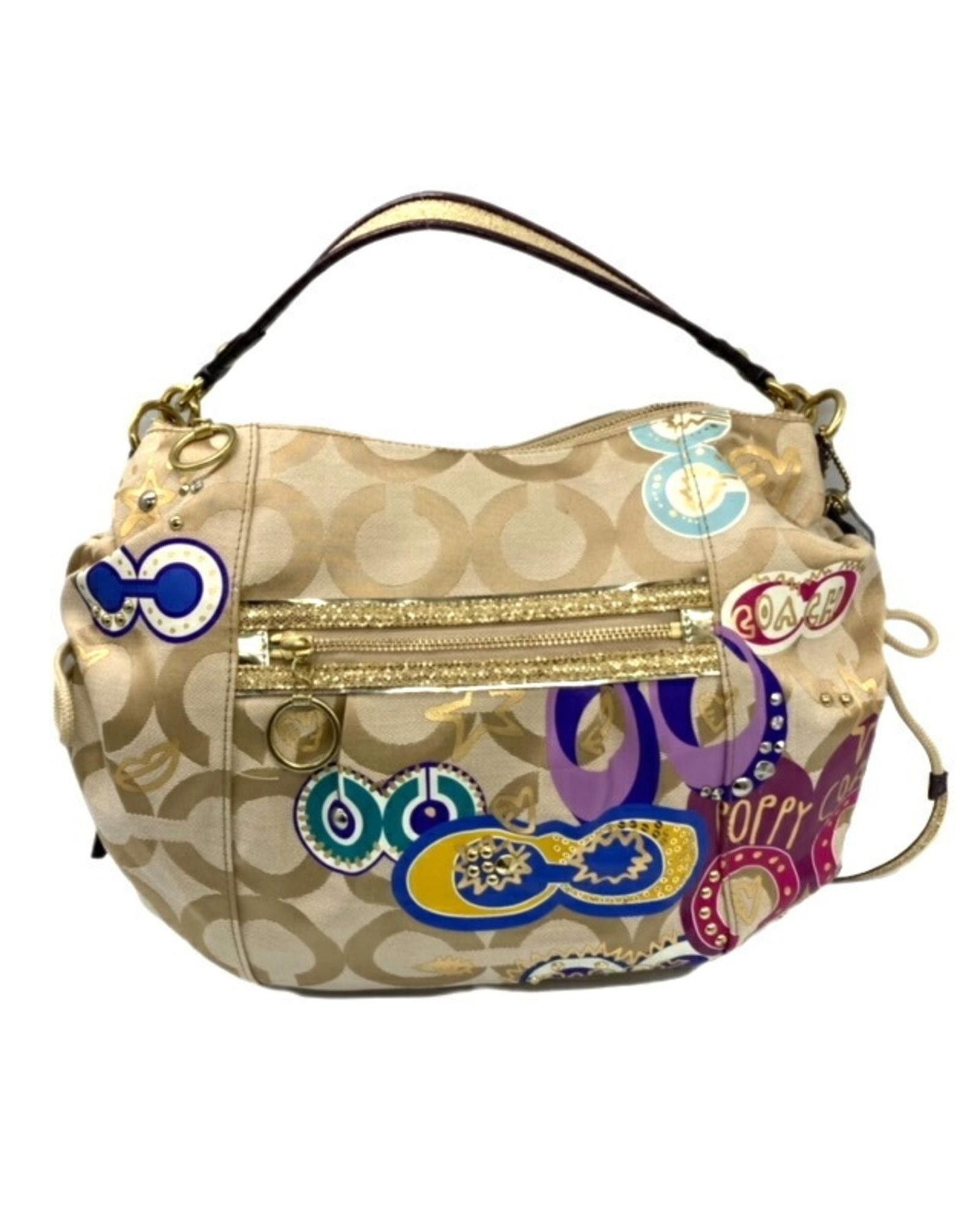 image of Coach Canvas Shoulder Bag With Timeless Design in Beige, Women's