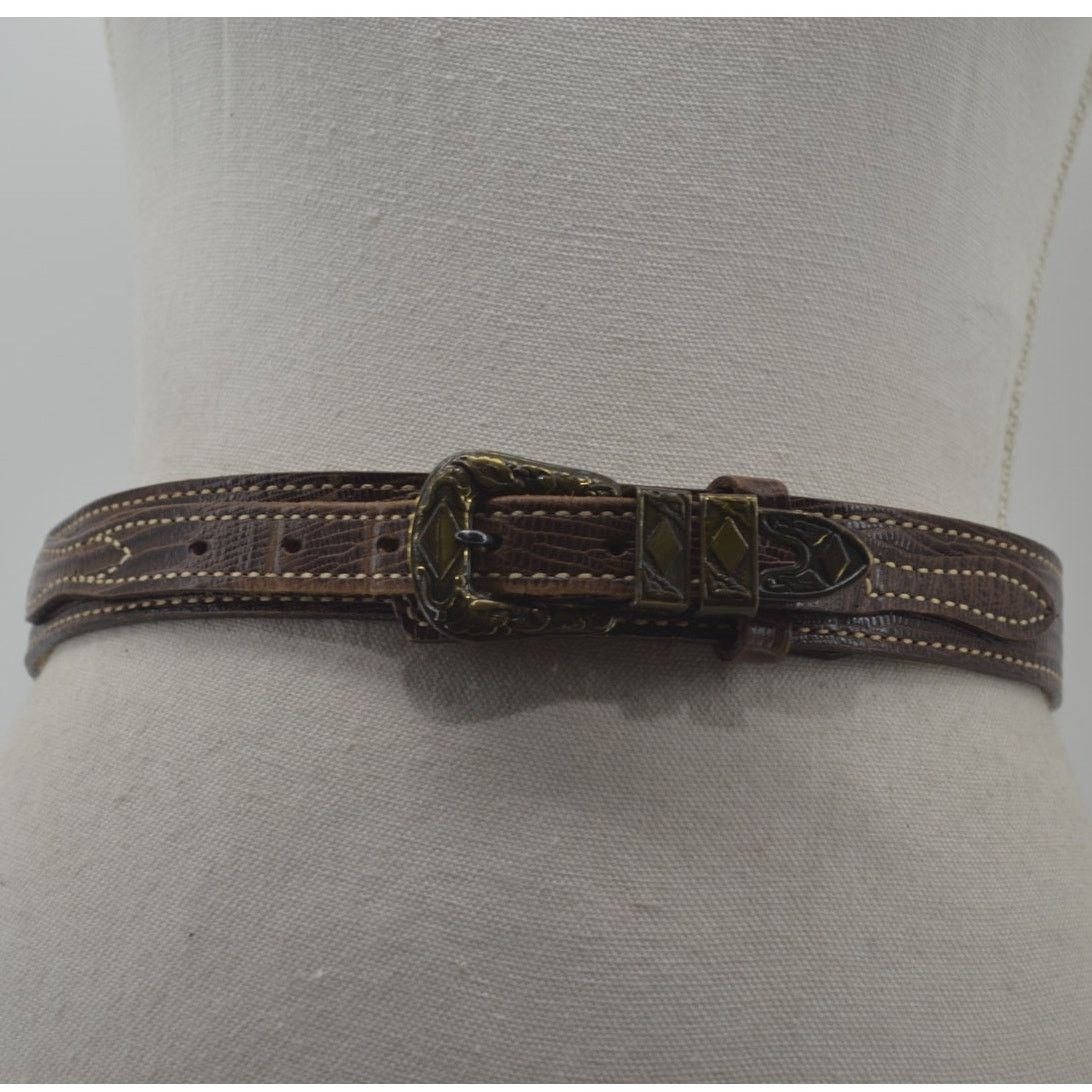 Vintage TexTan Women's Western Cowgirl Brown Leather Belt Boho Sz 28 Size ONE SIZE - 12 Thumbnail
