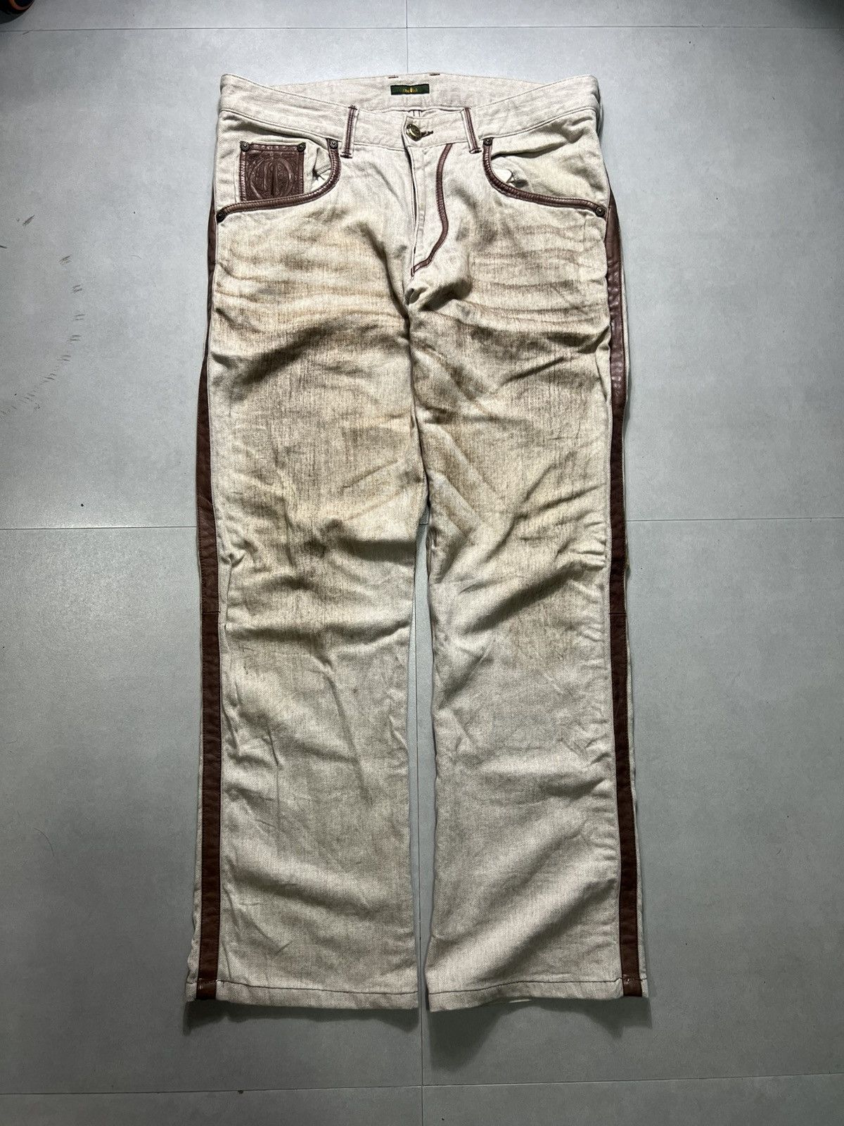 Obelisk Obelisk - Leather Lining Dirt Washed Pants Size US 34 / EU 50 - 1 Thumbnail