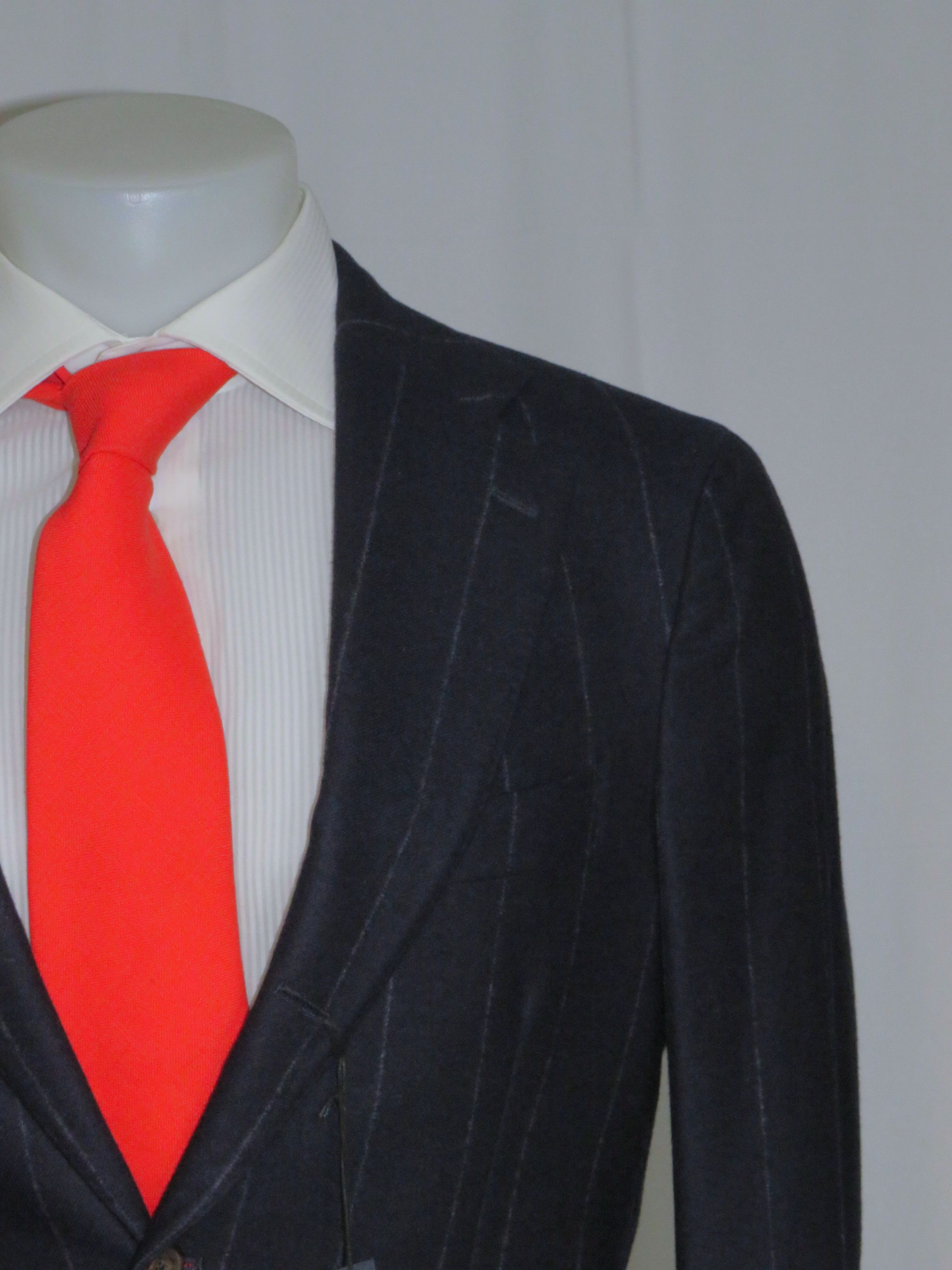 Drake's Navy Blue Chalk Stripe Flannel Three Roll Two Suit 38R NWT Size 38R - 5 Thumbnail