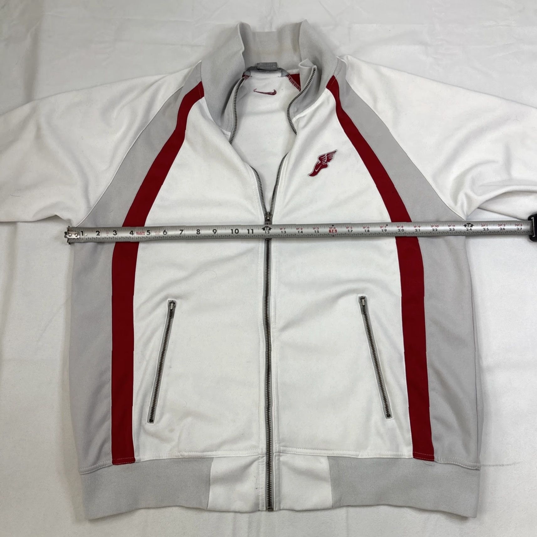 Nike VTG Nike Air Pegasus Track Jacket White Red Gray Large Mens Size US L / EU 52-54 / 3 - 6 Thumbnail