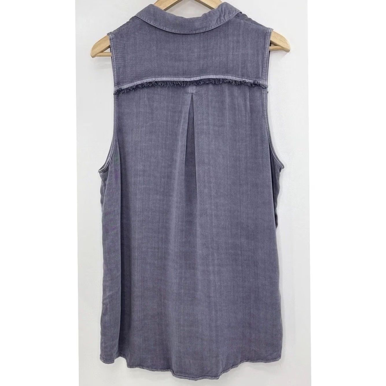 Vintage Rock & Republic Blouse Sleeveless Lace Up Neck Fringe Sz L Western Boho Blue Womens Size L / US 10 / IT 46 - 3 Thumbnail