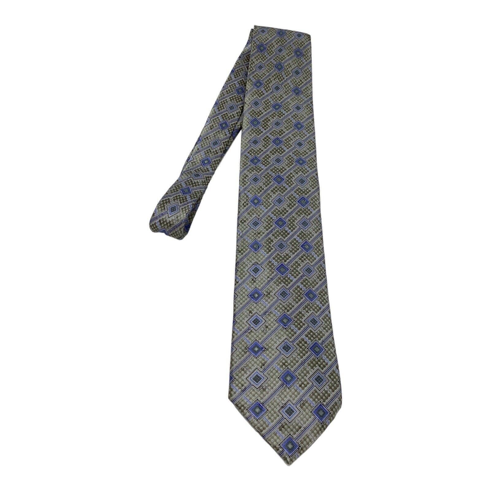 Ermenegildo Zegna ERMENEGILDO ZEGNA Green Geometric Luxury Silk Tie Made In It Size ONE SIZE - 7 Thumbnail