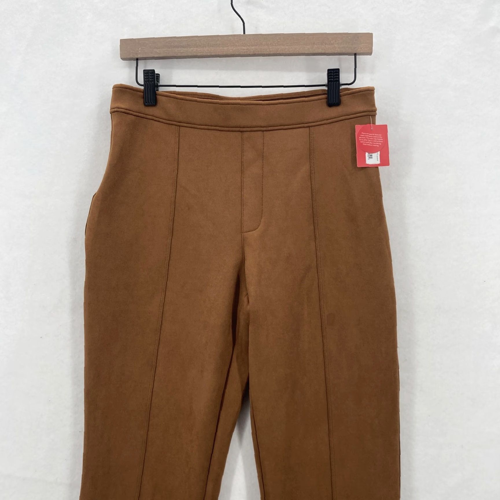 Spanx VINTAGE? No—spanx pants womens large caramel faux suede flare high rise pull on stretch nwt Size 36" / US 14 / IT 50 - 2 Thumbnail