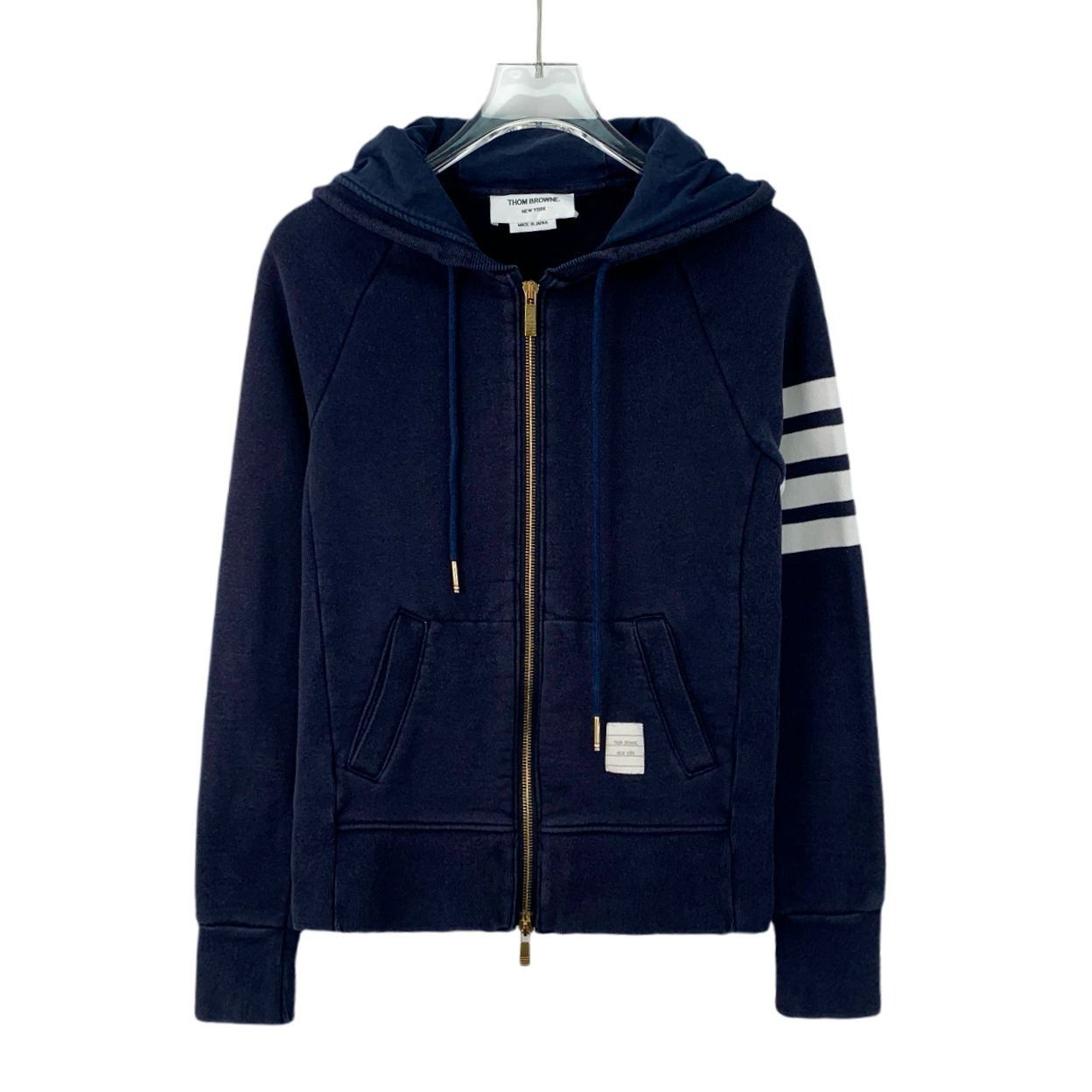 Thom Browne Thom Browne Navy Four-Bar Hooded Zip Jacket Size 40 M Cotton Size M / US 6-8 / IT 42-44 - 1 Thumbnail