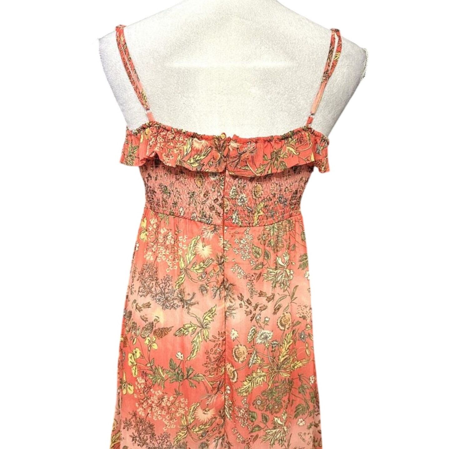 Other By TiMo Smocked Maxi Dress Floral Chiffon Ruffle Orange M Size M / US 6-8 / IT 42-44 - 7 Thumbnail