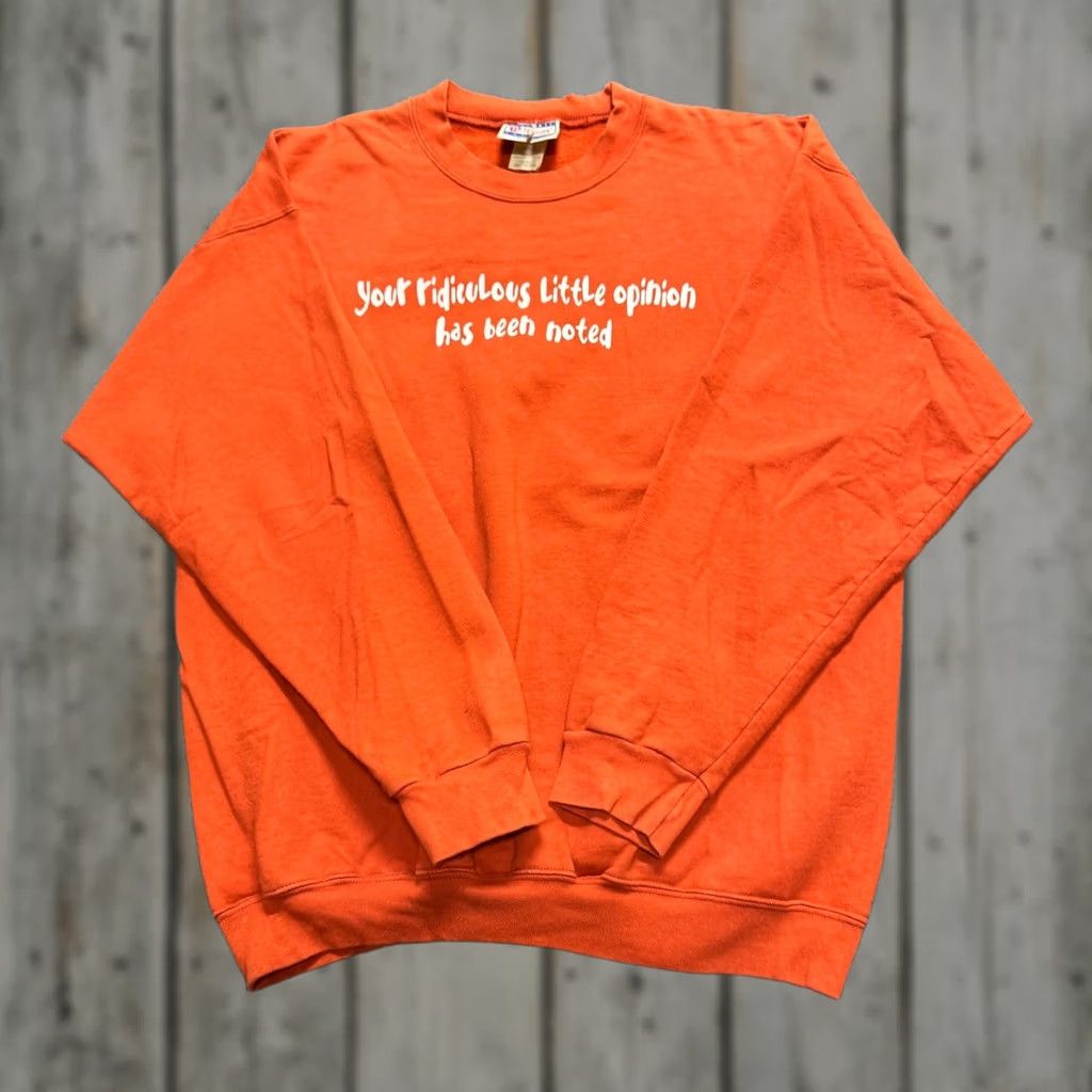 Hanes VINTAGE Hanes Sweatshirt Orange Pullover L Mens Your Ridiculous Little Opinion Has Been Noted Size US L / EU 52-54 / 3 - 1 Thumbnail