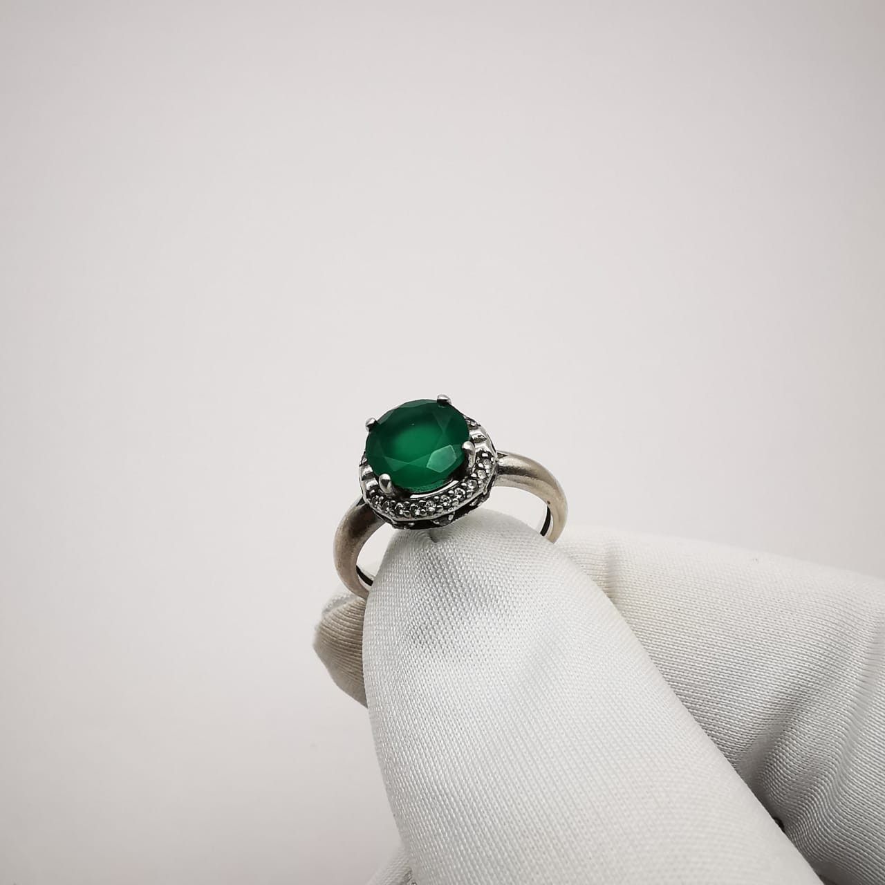 Jewelry Vintage Women's Ring 925 Sterling Silver Green Agate size 7 Size ONE SIZE - 2 Thumbnail