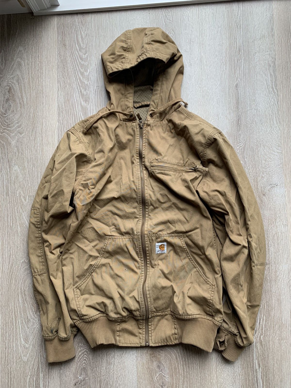 image of Carhartt Hooded Zip Up Jacket in Brown, Men's (Size Small)