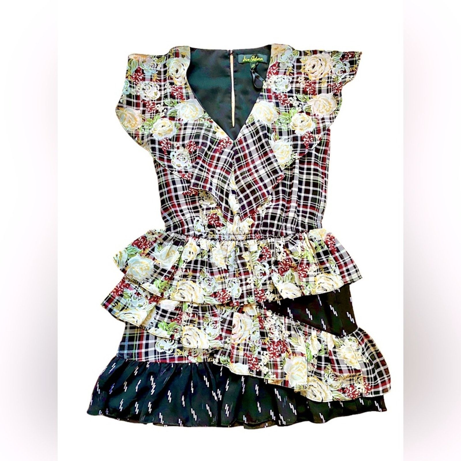 Sam Edelman SAM EDELMAN FLORAL AND PLAID DRESS Size XS / US 0-2 / IT 36-38 - 1 Thumbnail