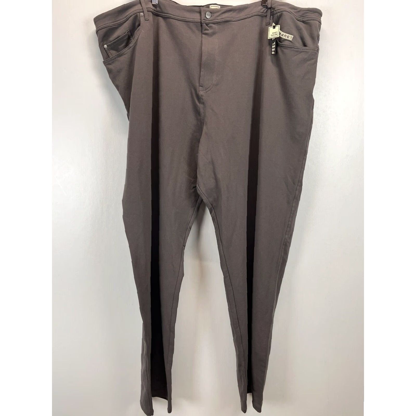 Vintage Swet Tailor Pants Mens 54x34 Big & Tall Casual Stretch Cotton Blend Brown Grey 5-Pocket Design Straight Inseam 34 NWT Size US 38 / EU 54 - 2 Thumbnail