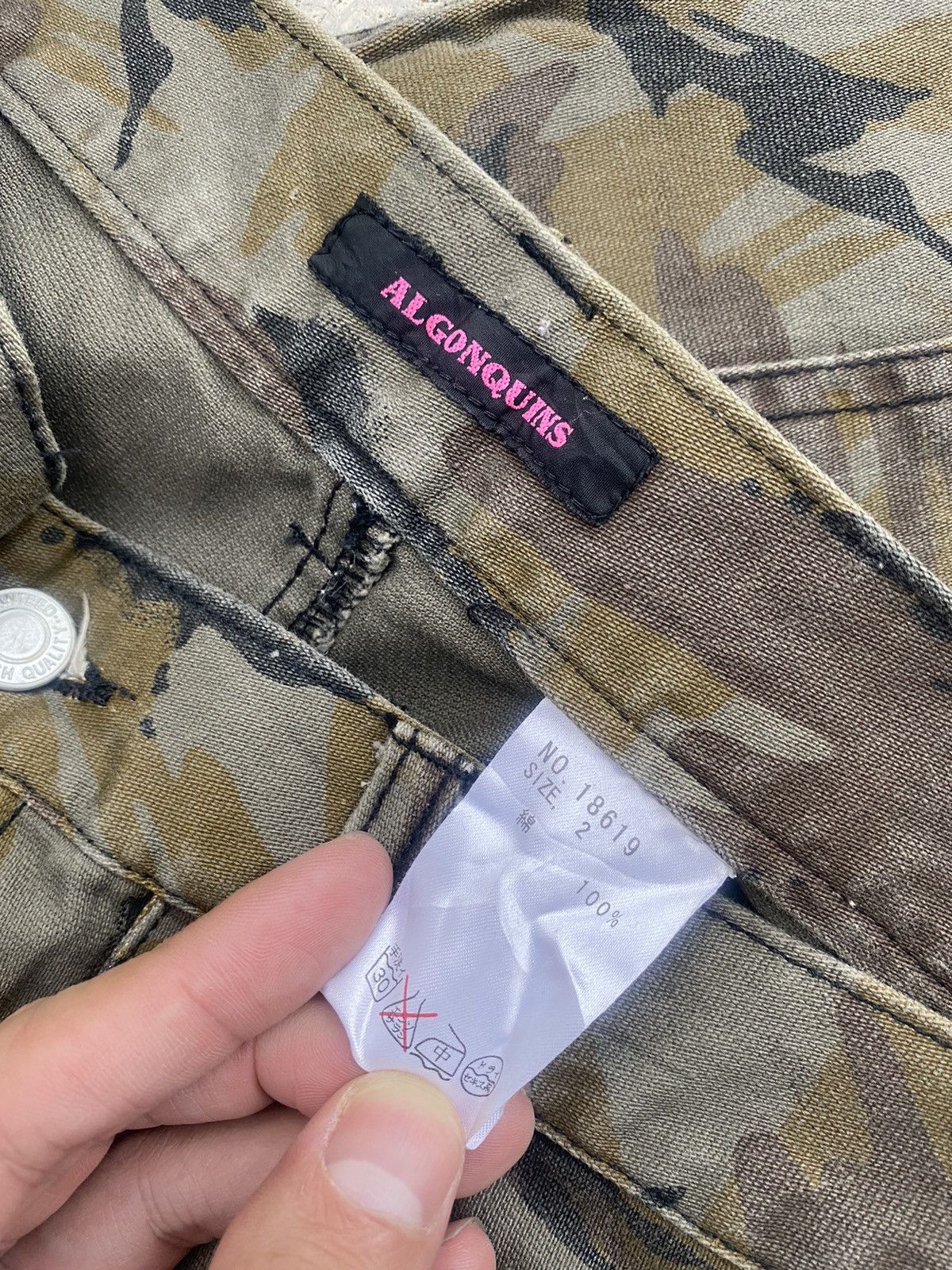 Japanese Brand Flare Jeans Algonquins Camo Zipper Bootcut Size US 31 - 24 Thumbnail